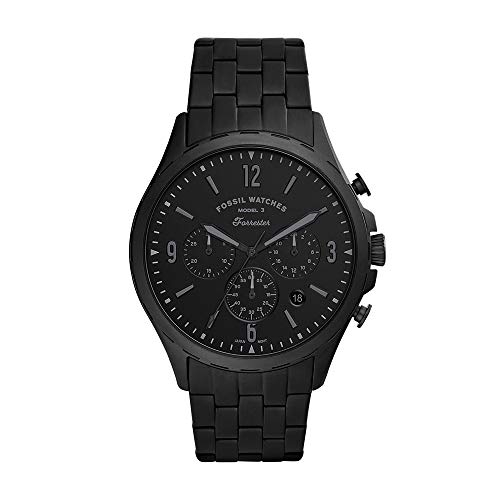  Shop Authentic Fossil Forrester Chronograph Black Dial Black Steel Strap Watch for Men - FS5697 - Luxxuri