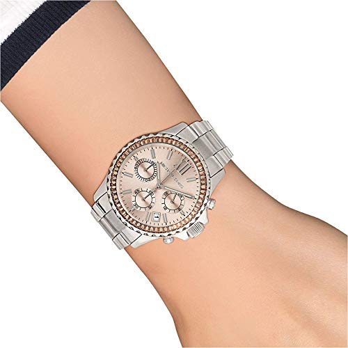  Shop Authentic Michael Kors Everest Chronograph Gold Dial Silver Steel Strap Watch For Women - MK5870 - Luxxuri