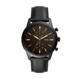  Shop Authentic Fossil Goodwin Chronograph Black Dial Black Leather Strap Watch for Men - FS5585 - Luxxuri