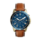  Shop Authentic Fossil Grant Sport Chronograph Blue Dial Brown Leather Strap Watch for Men - FS5268 - Luxxuri