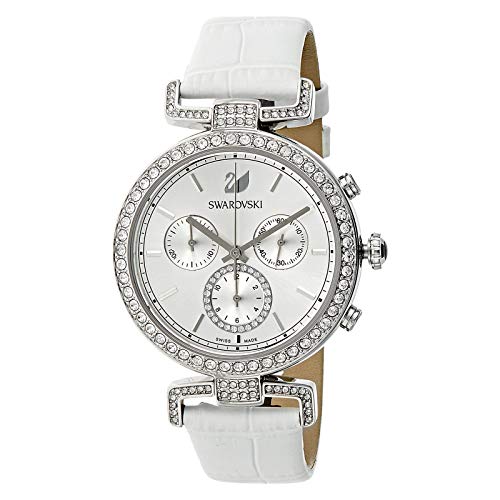  Shop Authentic Swarovski Era Journey Silver Dial White Leather Strap Watch for Women - 5295346 - Luxxuri
