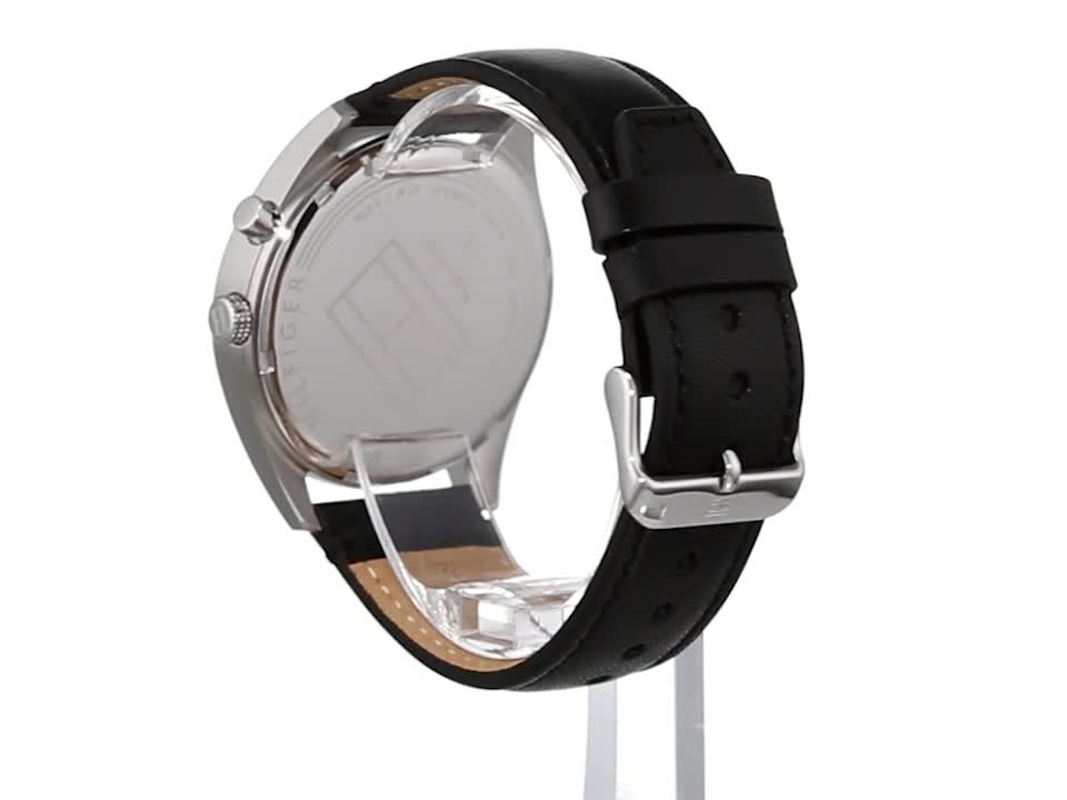  Shop Authentic Tommy Hilfiger Deacan Grey Dial Black Leather Strap Watch for Men - 1791548 - Luxxuri