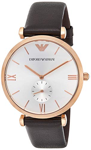  Shop Authentic Emporio Armani Classic Analog Silver Dial Brown Leather Strap Watch For Men - AR9038 - Luxxuri