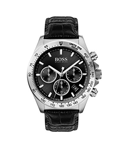  Shop Authentic Hugo Boss Ikon Black Dial Black Leather Strap Watch for Men - 1513178 - Luxxuri
