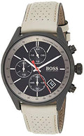  Shop Authentic Hugo Boss Grand Prix Chronograph Black Dial Grey Leather Strap Watch for Men - 1513562 - Luxxuri