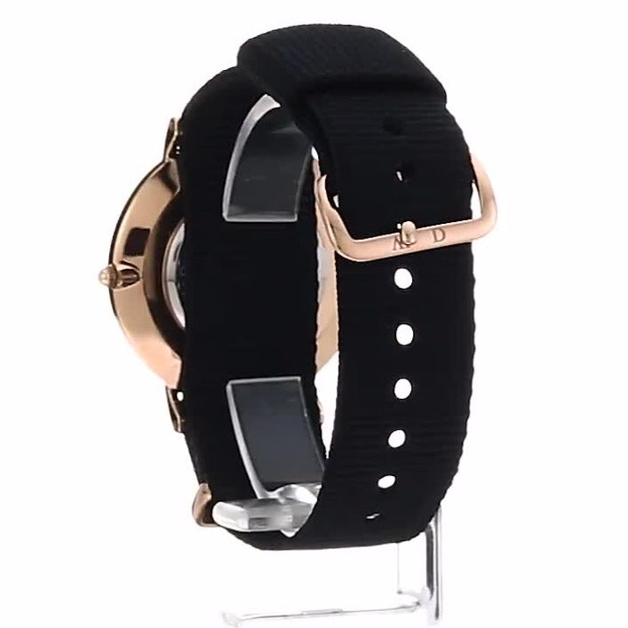  Shop Authentic Daniel Wellington Classic Cornwall White Dial Black Nylon Strap Watch For Women - DW00100259 - Luxxuri