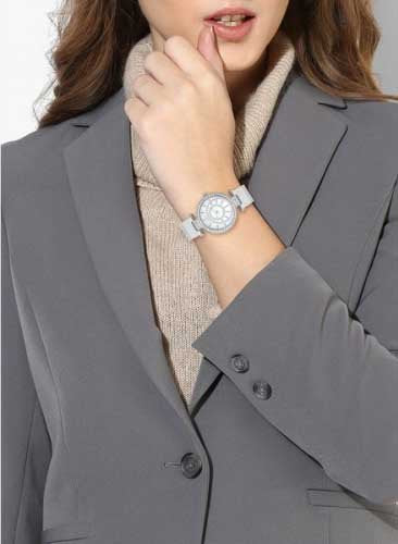 Guess Muse Quartz White Dial Silver Steel Strap Watch For Women - W1008l1