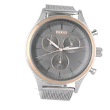  Shop Authentic Hugo Boss Companion Chronograph Grey Dial Silver Mesh Bracelet Watch For Men - 1513549 - Luxxuri