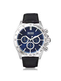  Shop Authentic Hugo Boss Ikon Blue Dial Black Leather Strap Watch for Men - 1513176 - Luxxuri