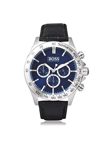  Shop Authentic Hugo Boss Ikon Blue Dial Black Leather Strap Watch for Men - 1513176 - Luxxuri