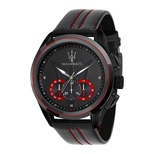  Shop Authentic Maserati Traguardo Chronograph Black Dial Black Leather Strap Watch for Men - R8871612023 - Luxxuri