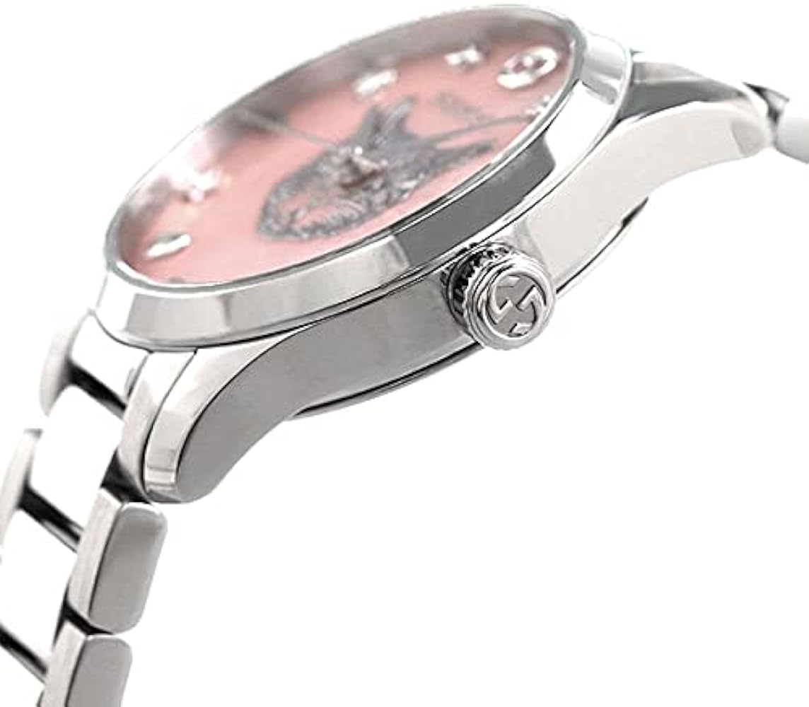 Shop Authentic Gucci G Timeless Quartz Mother of Pearl Pink Dial Silver Steel Strap Watch For Women - YA1265013 - Luxxuri