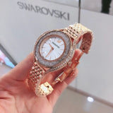  Shop Authentic Swarovski Crystalline Aura Silver Dial Rose Gold Steel Strap Watch for Women - 5519459 - Luxxuri