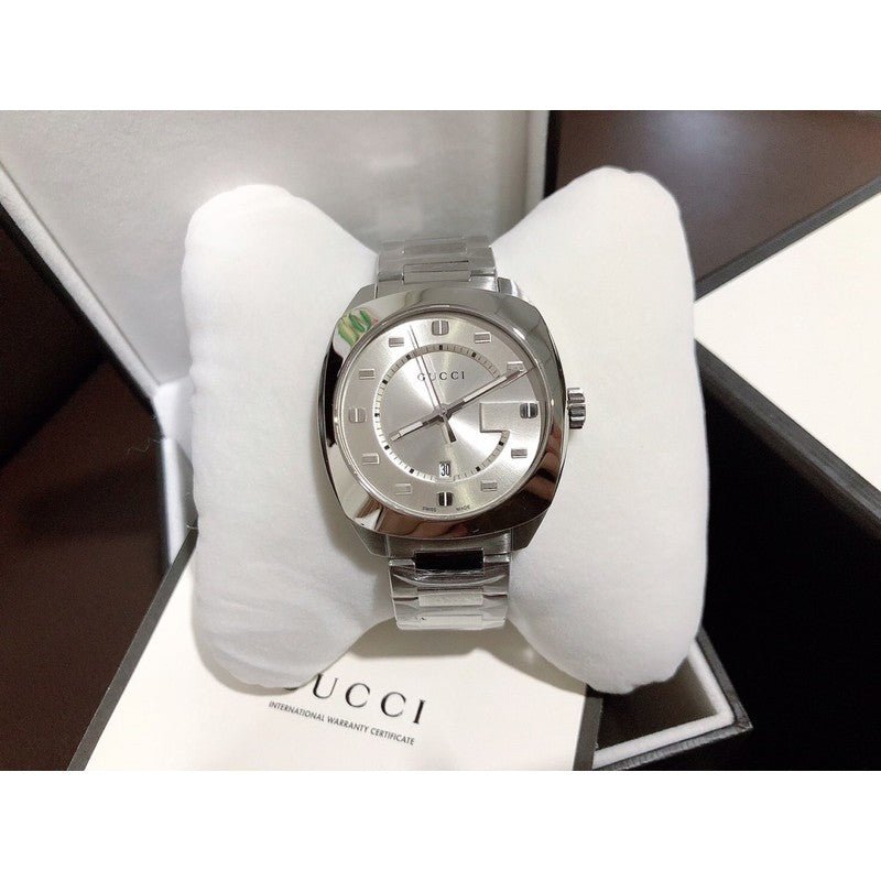  Shop Authentic Gucci GG2570 Silver Dial Silver Steel Strap Watch For Men - YA142308 - Luxxuri