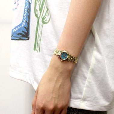 Marc Jacobs Amy Dinky Blue Dial Gold Steel Strap Watch for Women - MBM3229