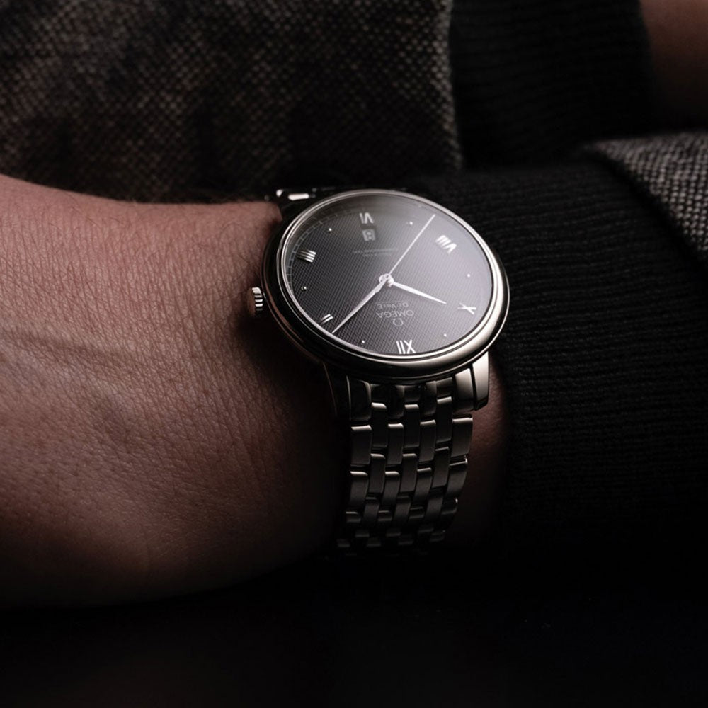  Shop Authentic Omega De Ville Prestige Co-Axial Black Dial Silver Steel Strap Watch for Men - 424.10.40.20.01.001 - Luxxuri