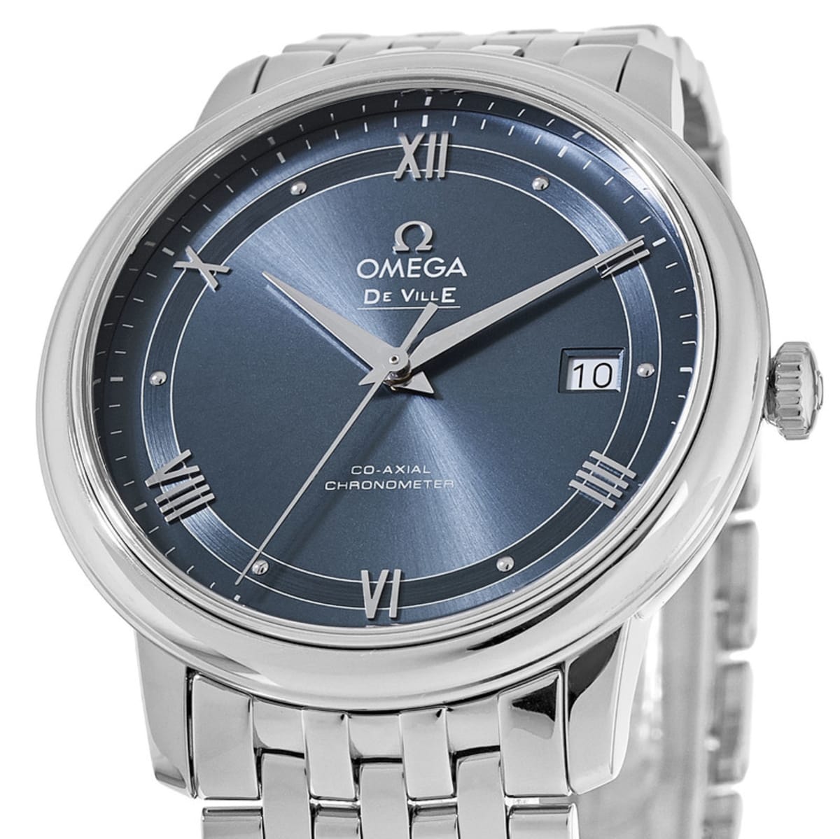  Shop Authentic Omega De Ville Prestige Co-Axial Blue Dial Silver Steel Strap Watch for Men - 424.10.40.20.03.002 - Luxxuri