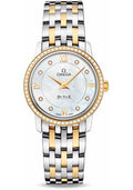 Omega De Ville Prestige Quartz Diamonds Mother of Pearl Dial Two Tone Steel Strap Watch for Women - 424.25.27.60.55.001