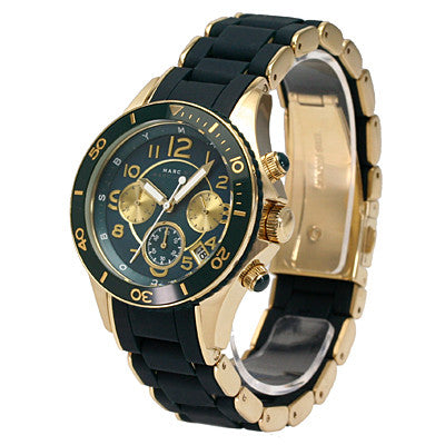 Marc Jacobs Rock Chronograph Black Dial Black Silicone Strap Watch for Women - MBM2598