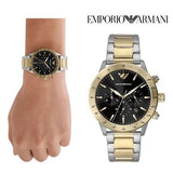  Shop Authentic Emporio Armani Analog Chronograph Black Dial Two Tone Steel Strap Watch For Men - AR11521 - Luxxuri