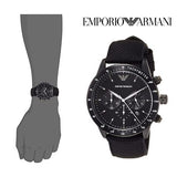  Shop Authentic Emporio Armani Mario Chronograph Quartz Black Dial Black Nylon Strap Watch For Men - AR11453 - Luxxuri