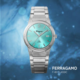  Shop Authentic Salvatore Ferragamo F-80 Classic Tiffany Blue Dial Silver Steel Strap Watch for Men - SFDT02323 - Luxxuri