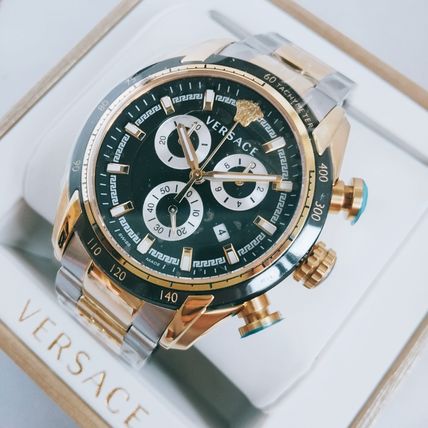  Shop Authentic Versace V-Ray Chronograph Black Dial Two Tone Steel Strap Watch For Men - VE2I00421 - Luxxuri