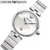  Shop Authentic Emporio Armani Mother of Pearl Dial Silver Steel Strap Watch For Women - AR11235 - Luxxuri