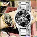  Shop Authentic Gucci G Timeless Quartz Diamonds Black Dial Silver Steel Strap Watch For Women - YA1265024 - Luxxuri