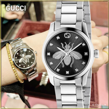  Shop Authentic Gucci G Timeless Quartz Diamonds Black Dial Silver Steel Strap Watch For Women - YA1265024 - Luxxuri