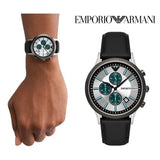  Shop Authentic Emporio Armani Renato Chronograph Silver Dial Black Leather Strap Watch for Men - AR11473 - Luxxuri