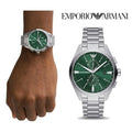  Shop Authentic Emporio Armani Chronograph Green Dial Silver Steel Strap Watch For Men - AR11480 - Luxxuri