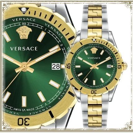  Shop Authentic Versace Hellenyium Quartz Green Dial Two Tone Steel Strap Watch For Men - VE3A00720 - Luxxuri