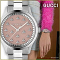  Shop Authentic Gucci G Timeless Quartz Pink Dial Silver Steel Strap Watch for Women - YA1265033 - Luxxuri