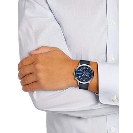  Shop Authentic Emporio Armani Renato Chronograph Blue Dial Black Leather Strap Watch For Men - AR11216 - Luxxuri