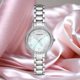  Shop Authentic Emporio Armani Cleo Crystals Mother Of Pearl Dial Silver Steel Strap Watch For Women - AR11484 - Luxxuri
