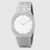  Shop Authentic Gucci 25H Quartz Diamonds Silver Dial Silver Steel Strap Watch for Women - YA163401 - Luxxuri
