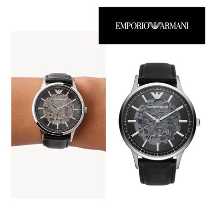  Shop Authentic Emporio Armani Meccanico Skeleton Automatic Black Dial Black Leather Strap Watch for Men - AR60038 - Luxxuri