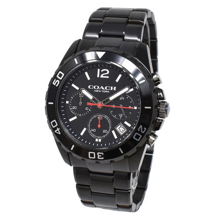 Coach Kent Chronograph Black Dial Black Steel Strap Watch for Men - 14602554