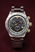  Shop Authentic Versace Classic Chronograph Quartz Black Dial Silver Steel Strap Watch For Men - VEV700419 - Luxxuri