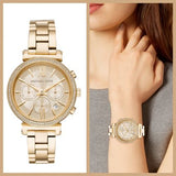  Shop Authentic Michael Kors Sofie Chronograph Quartz Gold Dial Gold Steel Strap Watch For Women - MK6559 - Luxxuri
