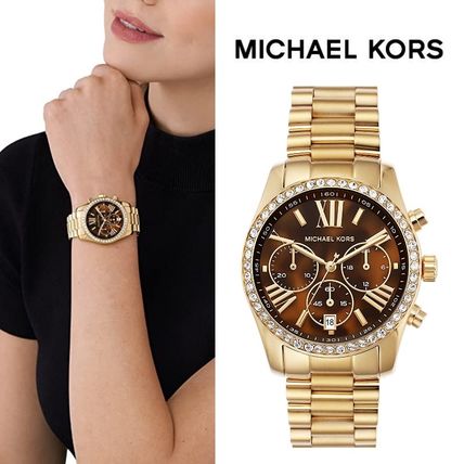  Shop Authentic Michael Kors Lexington Chronograph Brown Dial Gold Steel Strap Watch For Women - MK7276 - Luxxuri