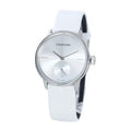  Shop Authentic Calvin Klein Accent Silver Dial White Leather Strap Watch for Women - K2Y231K6 - Luxxuri