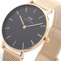  Shop Authentic Daniel Wellington Classic Petite Black Dial Gold Mesh Bracelet Watch For Women - DW00100347 - Luxxuri