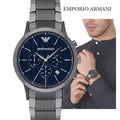  Shop Authentic Emporio Armani Renato Chronograph Quartz Blue Dial Grey Steel Strap Watch For Men - AR2505 - Luxxuri
