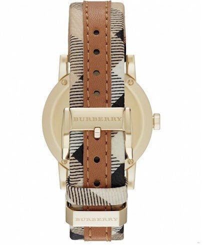  Shop Authentic Burberry The City Gold Dial Brown Leather Strap Watch for Women - BU9133 - Luxxuri
