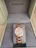 Shop Authentic Burberry The City Diamonds Rose Dial Rose Gold Steel Strap Watch for Women - BU9225 - Luxxuri