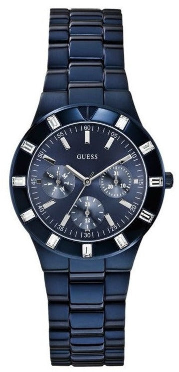  Shop Authentic Guess Glisten Analog Blue Dial Blue Steel Strap Watch for Women - W0027L3 - Luxxuri