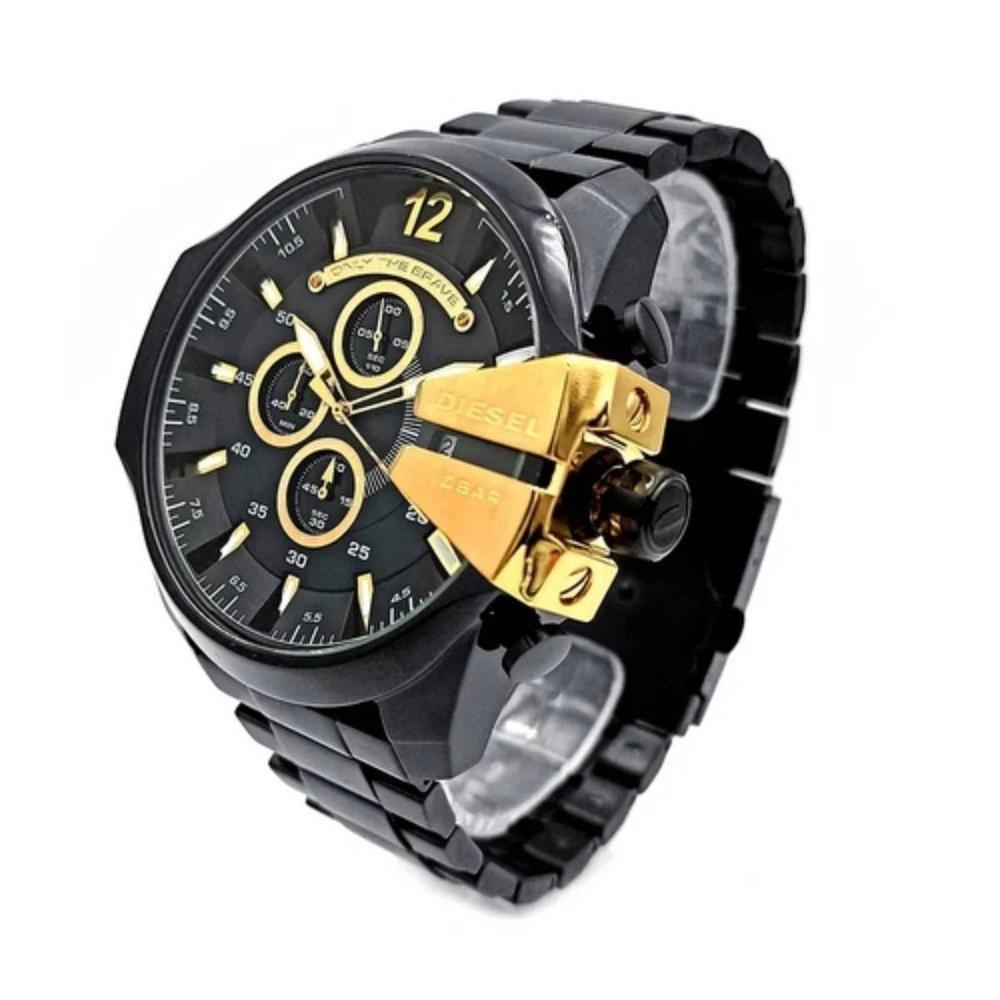  Shop Authentic Diesel Mega Chief Chronograph Black Dial Black Steel Strap Watch For Men - DZ4338 - Luxxuri