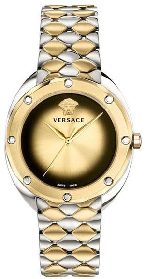  Shop Authentic Versace Shadov Quartz Gold Dial Two Tone Steel Strap Watch for Women - VEBM00518 - Luxxuri